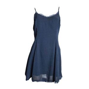 LUCCA Couture Mini Dress Navy White Polka Dots V Neck Spaghetti Straps Womens M